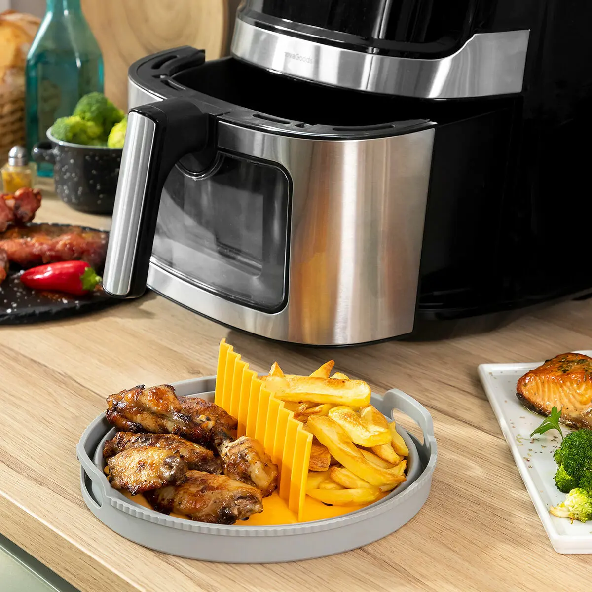 Panier en silicone pliable pour friteuses à air InnovaGoods Fliynner