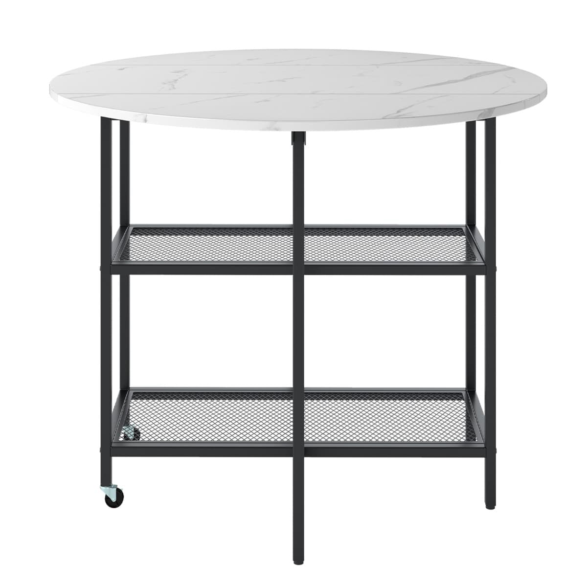CostwayTable Pliante Mobile pour 2 à 4 Personnes Table Pliante Ronde avec 2 Compartiments de Rangement et Roulettes Verrouillables Blanc