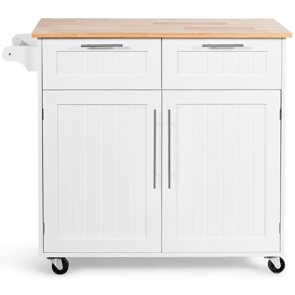 Desserte/Chariot de Cuisine à Roulettes - 94x45,5x94,5 CM - 2 Tiroirs - 2 Portes - Porte-Serviettes