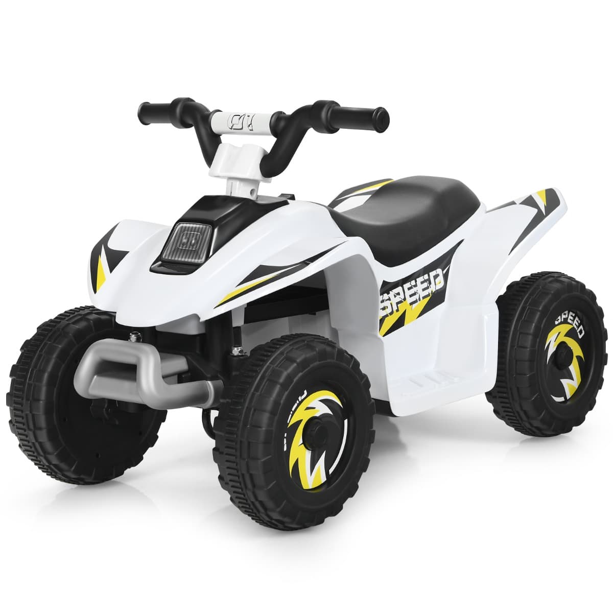 CostwayQuad Buggy Electrique pour Enfant 6 V 4,5 Km-H MAX Voiture pour Enfants de 3 Ans+ Blanc