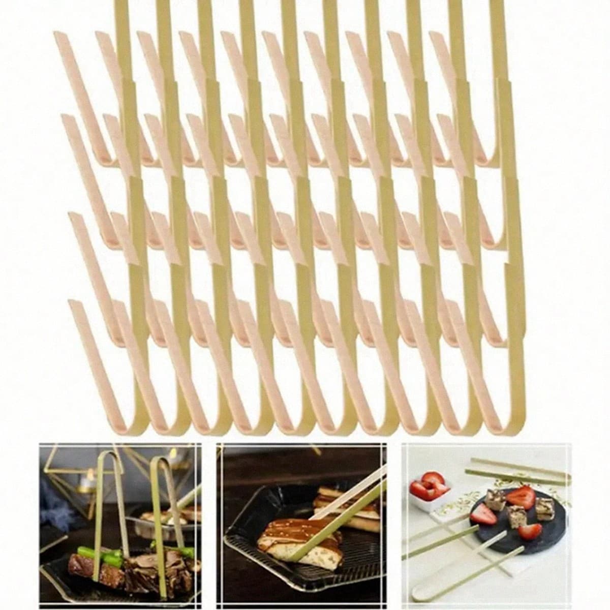 20pcs mini pinces en bambou jetables, pinces de cuisine en bois de bambou, ustensiles de cuisine de restaurant pour toast, pain, cornichons et thé